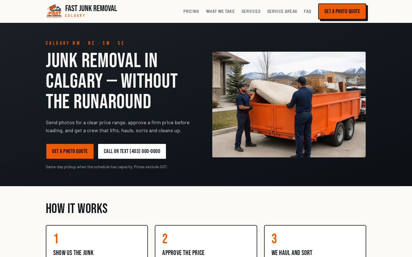Fast Junk Removal Calgary website